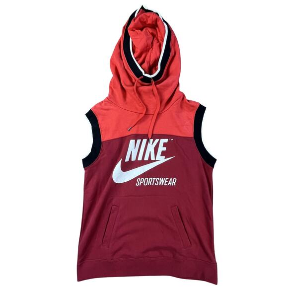 Nike Sportswear Sleeveless Hoodie Red Black White XS Pullover 2017 Style - Picture 2 of 10